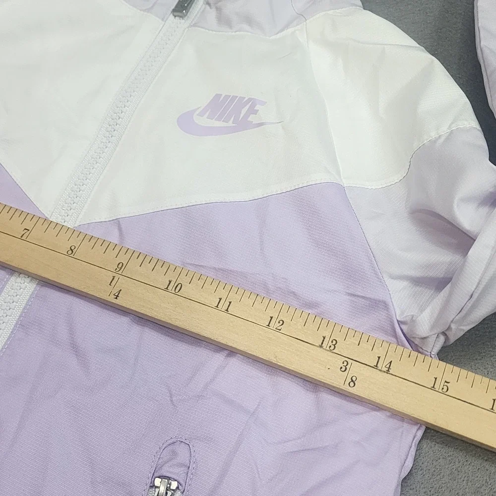 Nike Windbreaker Jacket Lavender White Windrunner Hooded Kids Size 6